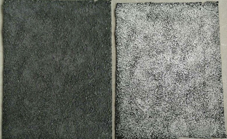 热致变色聚合物颗粒可用于涂覆沥青瓦等表面，以允许基于温度的表面应用颗粒的颜色变化