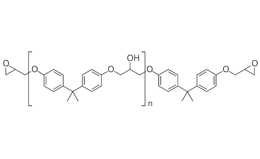结构修改的双酚a环氧pre-polymer。n表示聚合单元的数量和范围从0到25