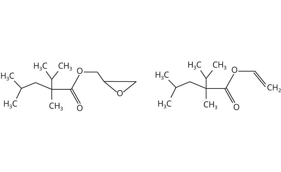 具有五个甲基的新癸酸缩水甘油酯和新癸酸乙烯酯的典型结构