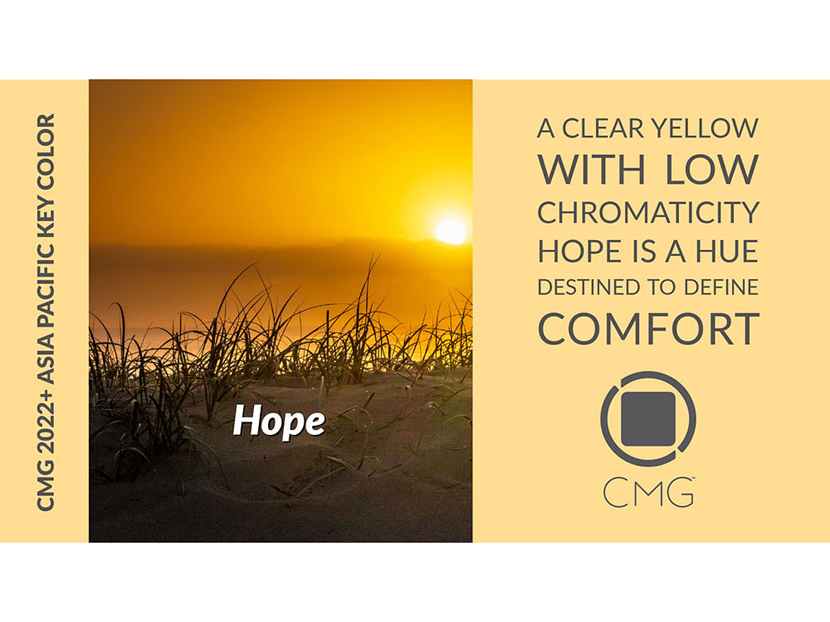 亚太地区选择了“希望”(Hope)，这是一种低色度的明黄色，表达了我们从大流行中恢复过来时的乐观和恢复